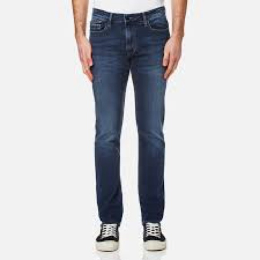 Calvin Klein Mens Slim Straight Jeans Dark Wash Blue Size 36 X 34 Stretch